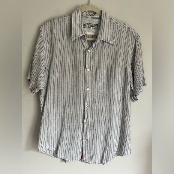 Guess Linen Stripe Button Down Shirt Medium - Picture 1 of 11